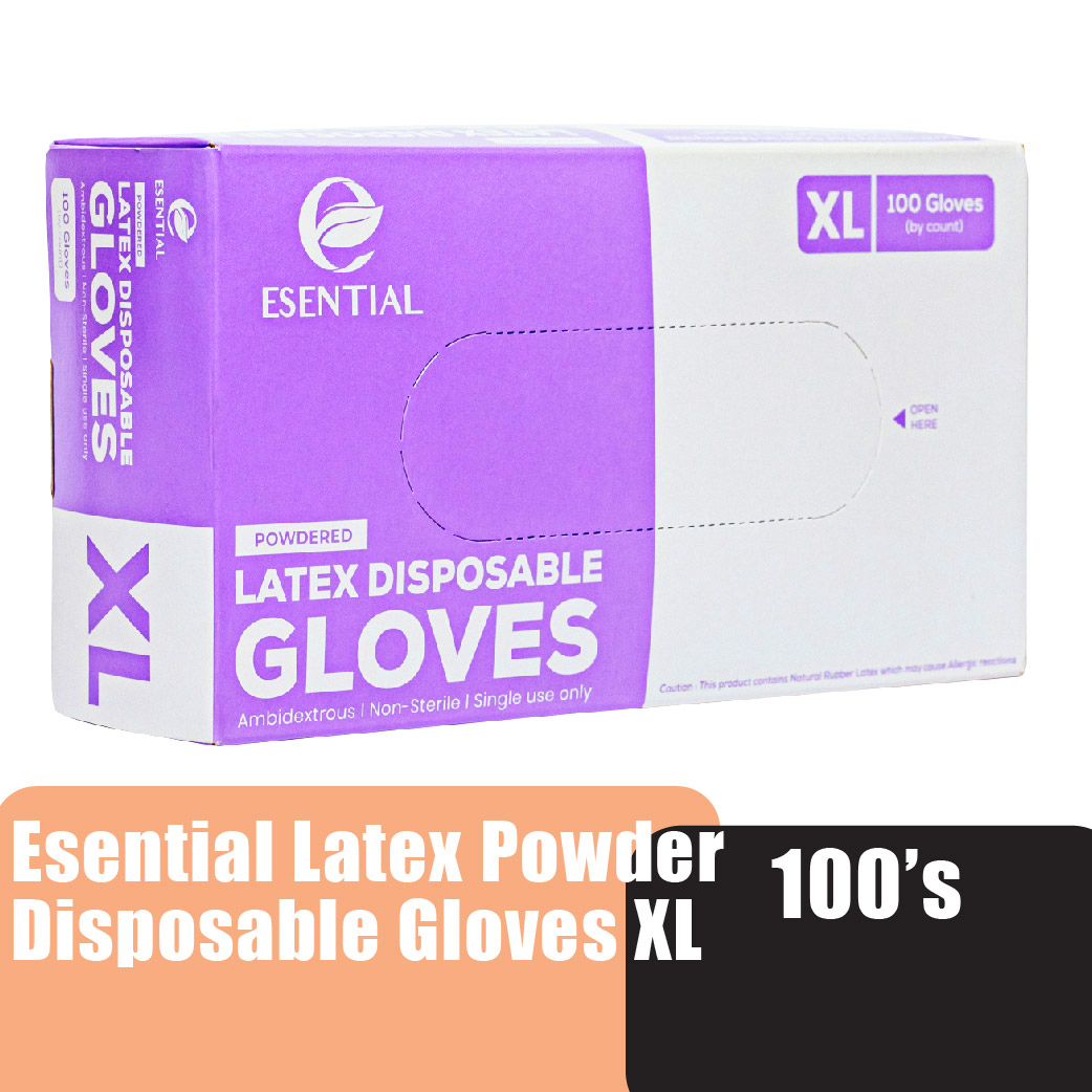 Esential Latex Powder Disposable Gloves 100's XL Health & Wellness